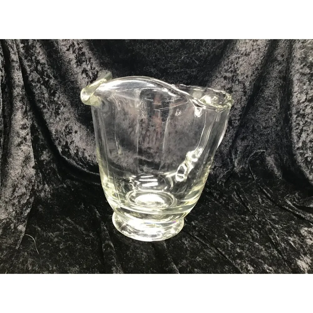 Vintage Fostoria Glass Ice Lip Water Pitcher Clear Mid Century Glassware Cottage